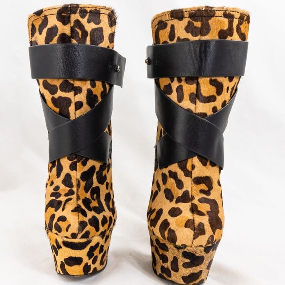Vintage Y2K London Trash LT-Monsta Leopard Stiletto Platform Booties 7.5 - Picture 2 of 7